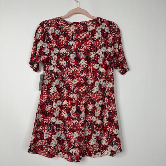2/$24 NWT LulaRoe Perfect Tee Floral Print Red XS #A0427 TRB3 - Picture 4 of 6